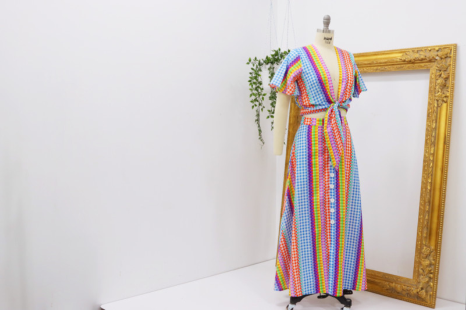Rainbow Fabric Top and Skirt